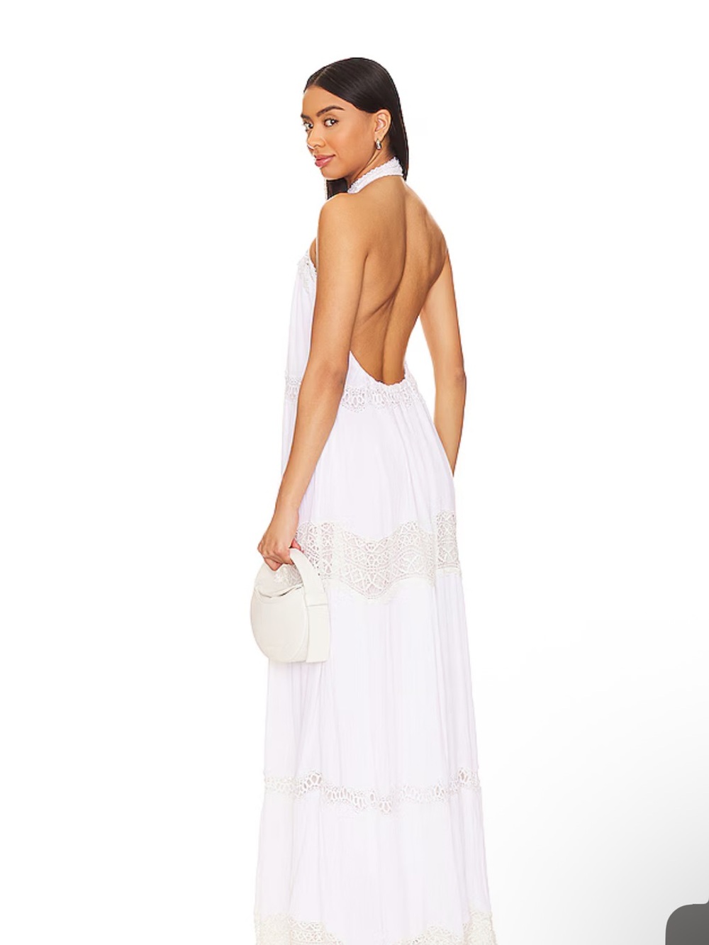 NWT $298  Tularosa Halter Backless Maxi Dress with Lace Trim-boho lace crochet